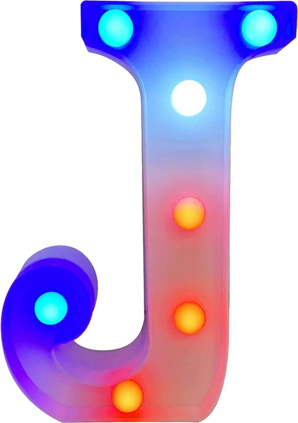 St Helens Battery Operated RGB Letter   With Remote Control Letter J