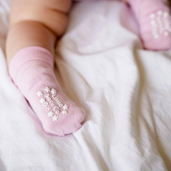 Little Sock Co. Non-Slip Stay On Baby and Toddler Socks - 7 Pack in Rainbow Pinks