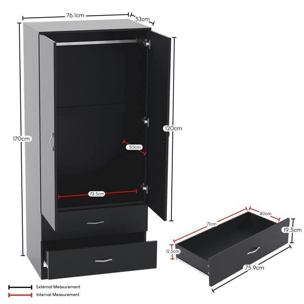 Vida Designs Riano 2 Door 2 Drawer Wardrobe
