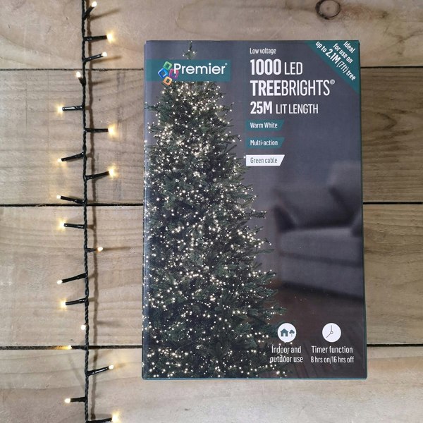 Samuel Alexander 1000 LED 25m Indoor Outdoor Christmas Multi Function Mains Operated String Lights with Timer in in Warm White