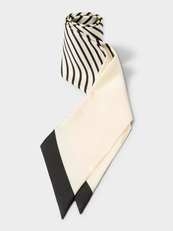 GWD Skinny Black & White Stripe Silk Scarf