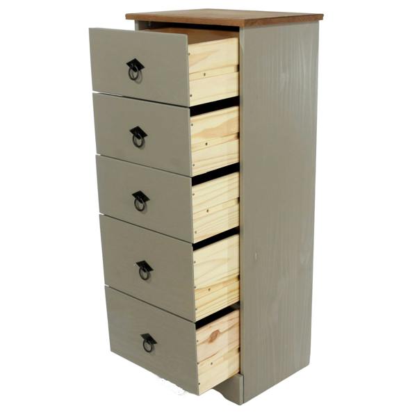 Core Products Corona Grey Modern 5-Drawer Narrow Chest of Drawers