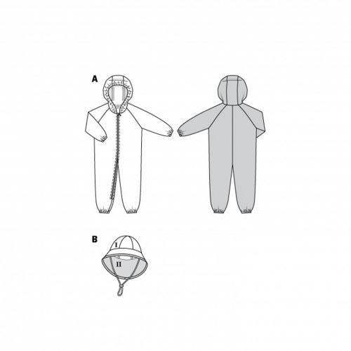Burda Sewing Pattern 9279 Onesies and Headwear For Kids, 86 to 110 - Easy