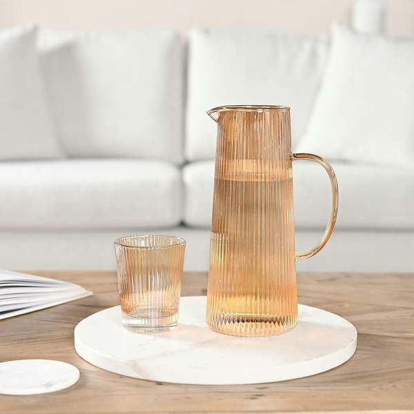 Hestia Ribbed Glass Jug - Champagne