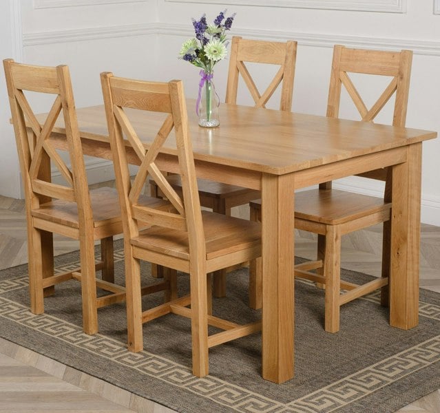 That's Furniture Oslo 150 x 90cm Medium Oak Dining Set with Berkeley Oak Chairs