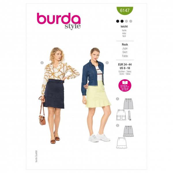 Burda Sewing Pattern 6147 Skirts For Women, 34 to 44 - Easy