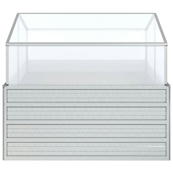 Berkfield Garden Raised Bed with Greenhouse 100x100x85 cm Silver