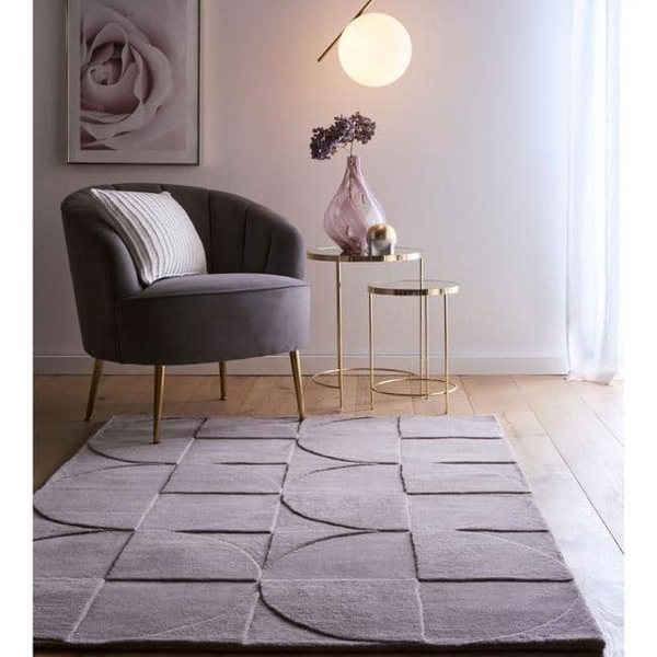 The Rugs Penny Geometric Wool Rug | Purple & Cream |