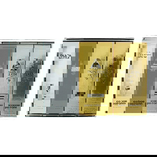 Paco Rabanne 4 Piece Gift Set: 1 Million Elixir Parfum 5ml - Phantom Eau de Toilette 5ml - Invictus Eau de Toilette 5ml - 1 Million Eau de Toilette 5m