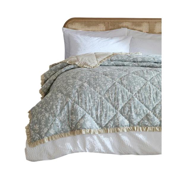Wylder Amelia Cotton Quilted Bedspread - Seafoam - 