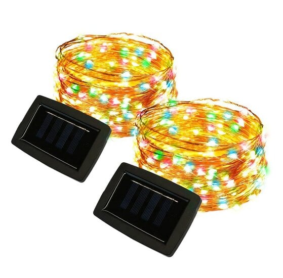 Gardenwize Pack of 2 20m Solar Multi-Coloured LED String Lights – 400 LEDs