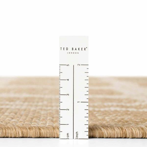 Beige rug with a ruler for scale and 'Ted Baker London' branding.