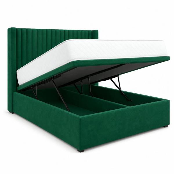 Great British Beds Toronto Winged Divan Ottoman Bed - Green Plush