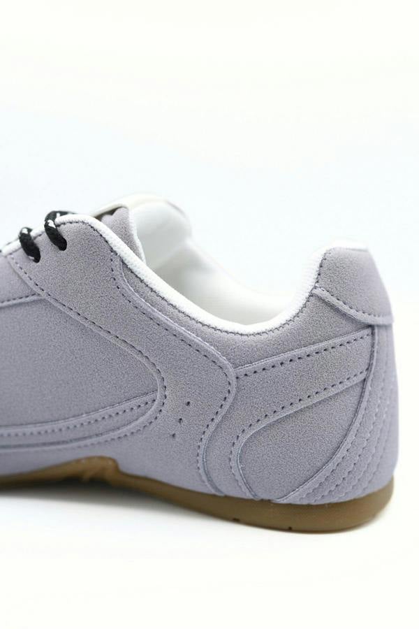 Molly Double Contrast Lace Up Flat Trainers - Purple
