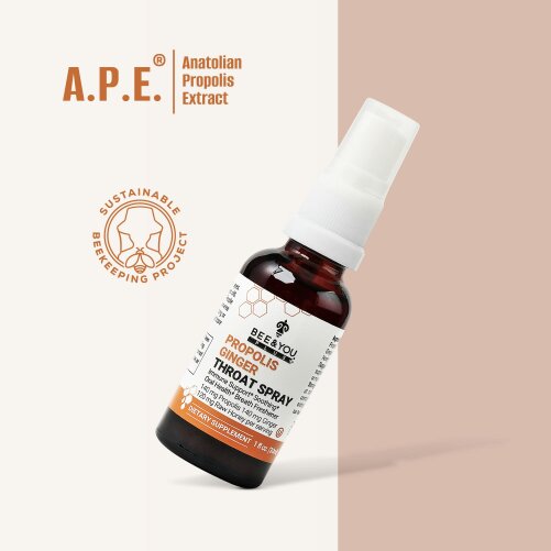 Bee and You Propolis Ginger Raw Honey Throat Spray with Menthol