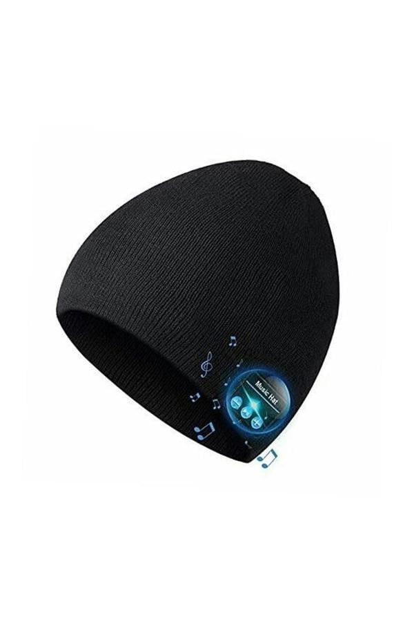 Dyzi Beanie Hat With Bluetooth Speaker Headphones Rechargeable Black