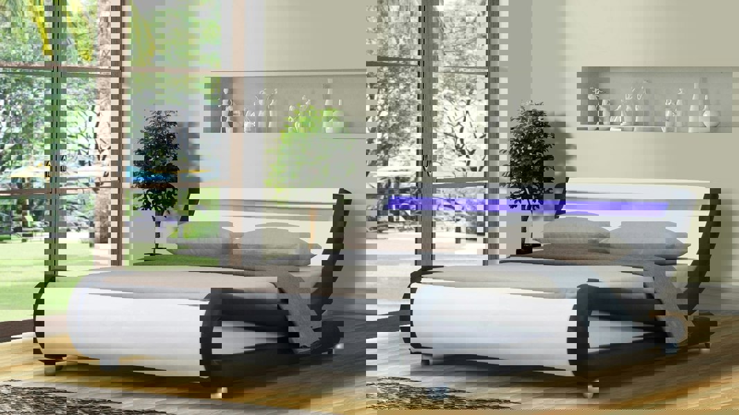 Comfy Living Mallorca Faux Leather LED Bed Frame - Modern & Illuminating Feature for Your Stylish Bedroom