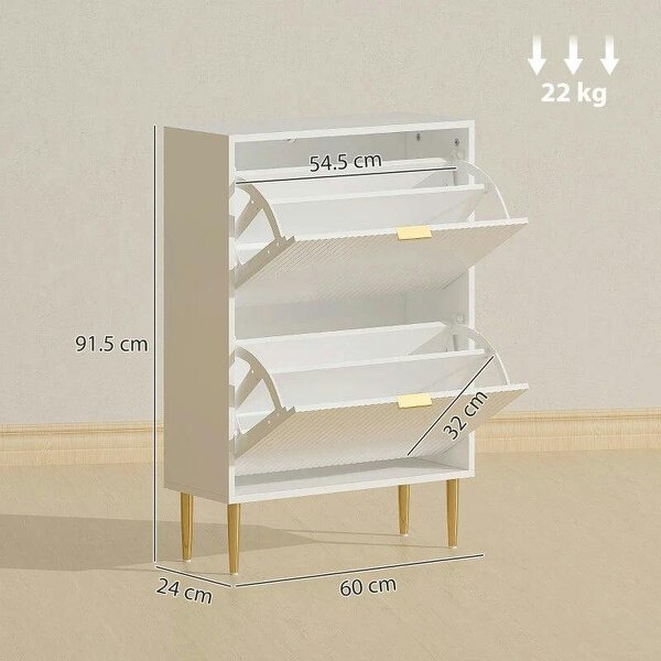 Bobobiy Elegant Two-Drawer Shoe Cabinet - White
