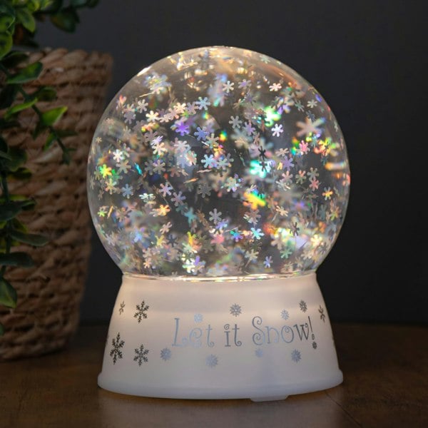 Samuel Alexander 15cm Dual Powered Light up White Christmas Snowflake Water Spinner Globe with LEDs