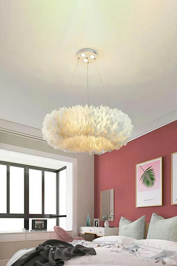 Living and Home Chic Feather 6-Light Chandelier Pendant Light