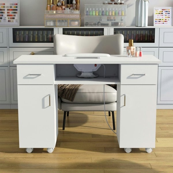 120cm Wide Wheeled Manicure Table with Electric Dust Extractor Dressing Tables Living and Home