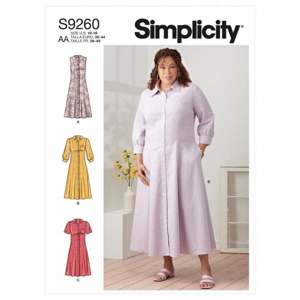 Simplicity Sewing Pattern 9260, Dresses for Women, AA (10-12-14-16-18) - Intermediate
