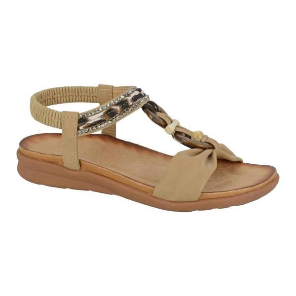 Cipriata Womens/Ladies Jewelled Elastic Slingback Sandals - Beige - 