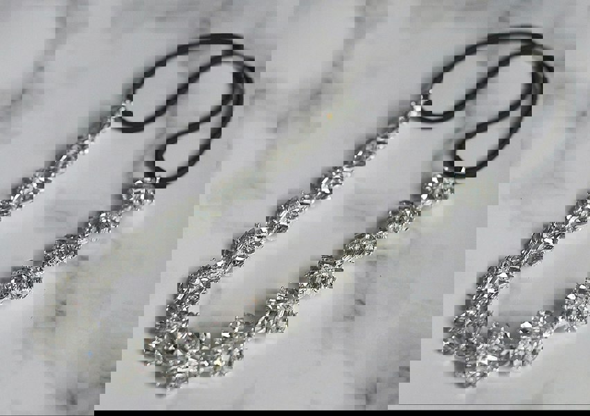 vintage headband in silver and crystal elasticated