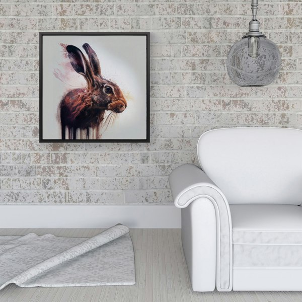 Warren Reed Hare Face Splash Art Framed Canvas