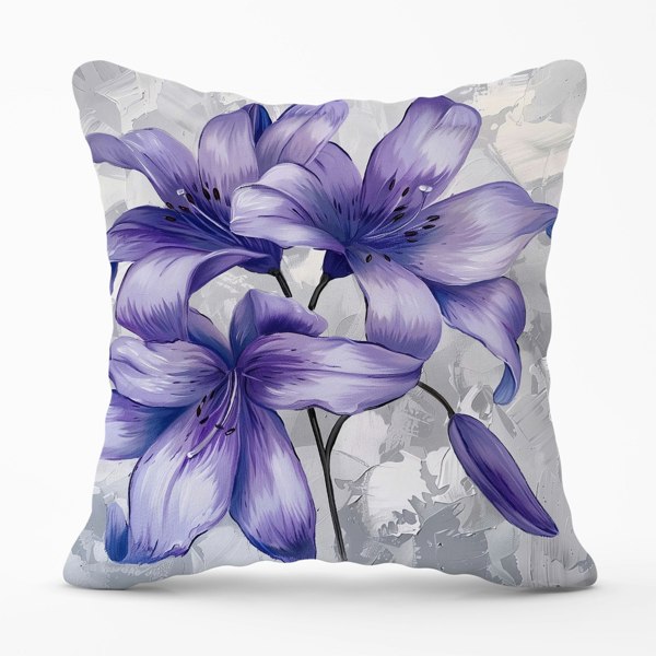 Warren Reed Purple Lilies Cushions