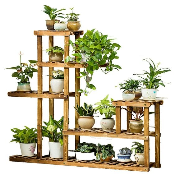 Neo 6 Tier Wooden Indoor Outdoor Shelf Plant Stand Display Rack