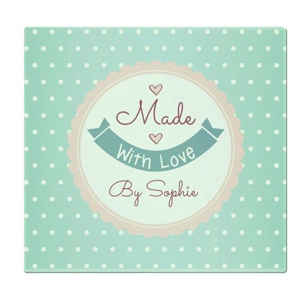 Personalised Memento Company Personalised Made with Love Glass Chopping Board/Worktop Saver