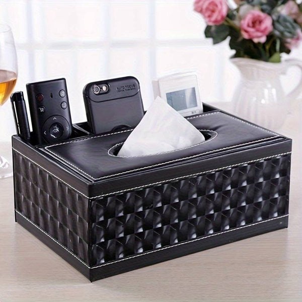 smartbies Leather Tissue Box Multifunctional Organizer – Tissue Box Holder Accessory