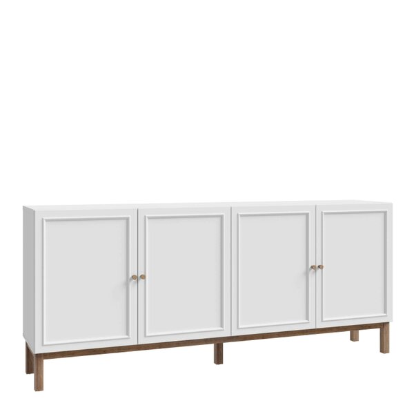 Wyld Haus Sofia Light Grey and Oak Wood 4 Door 1 Drawer Sideboard