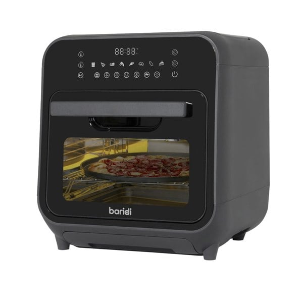 Worktop Steam Air Fryer Oven - 1635W 15L - Black Easy Clean - Dehydrate & Bake - LoopsDirect
