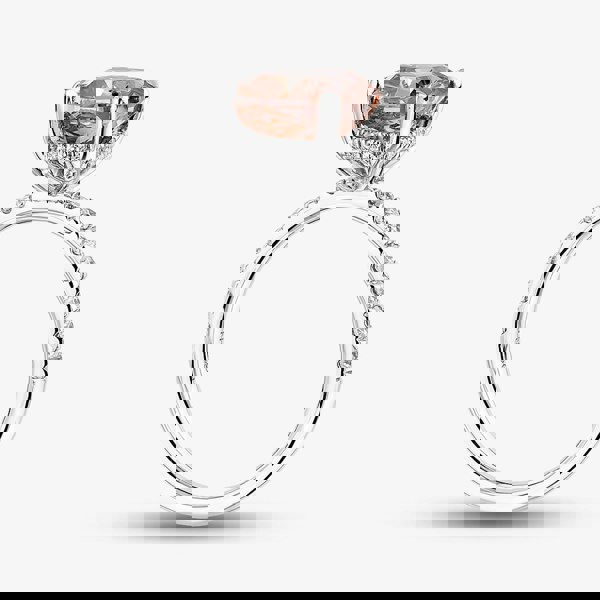 T. H. Baker Platinum Certified 3.45ct Brown Pink Cushion Cut Lab Grown Diamond Ring HLM505-HACC13