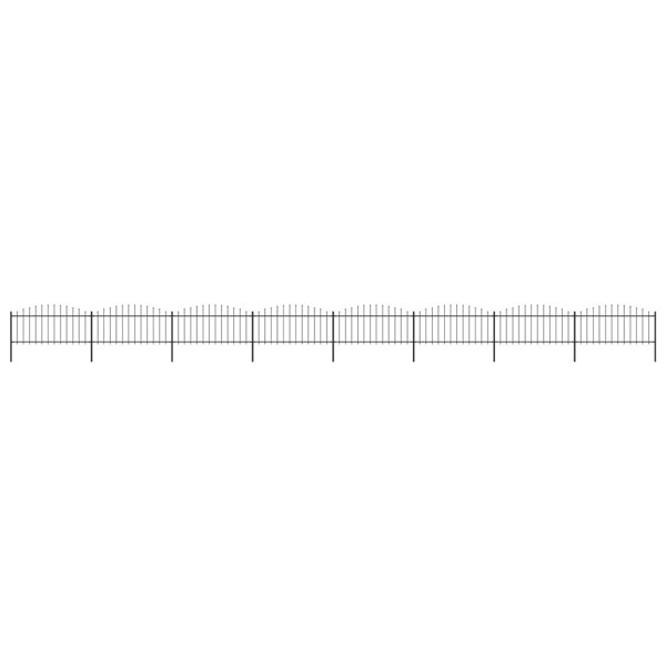 Berkfield Garden Fence with Spear Top Steel (0.5-0.75)x13.6 m Black