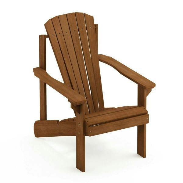WALPLUS Tioman Small Hardwood Adirondack Patio Chair in Teak Oil, Natural | Modern Home Decor