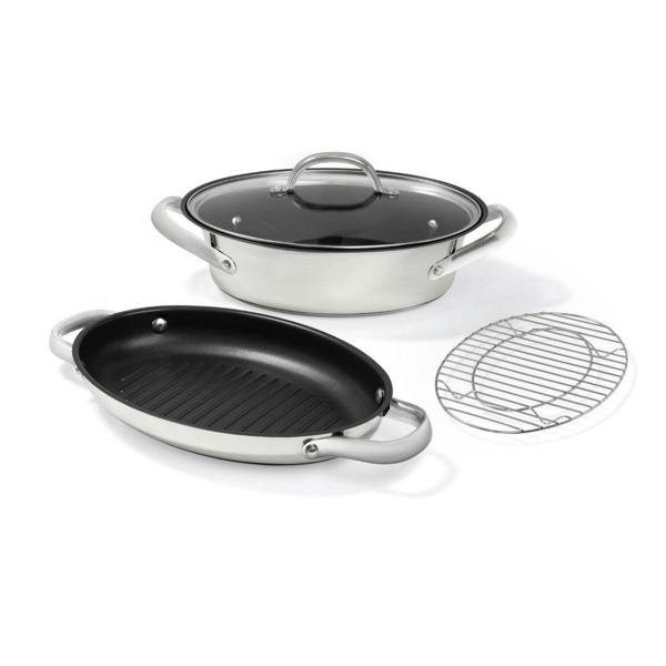Meyer All in 1 Frying Pan in Black Stainless Steel Round Non Stick Cookware