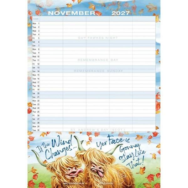 Roy Anstey, Moody Coos A4 Family Planner 2027, Family Planners, Month To View, Animals, Gift