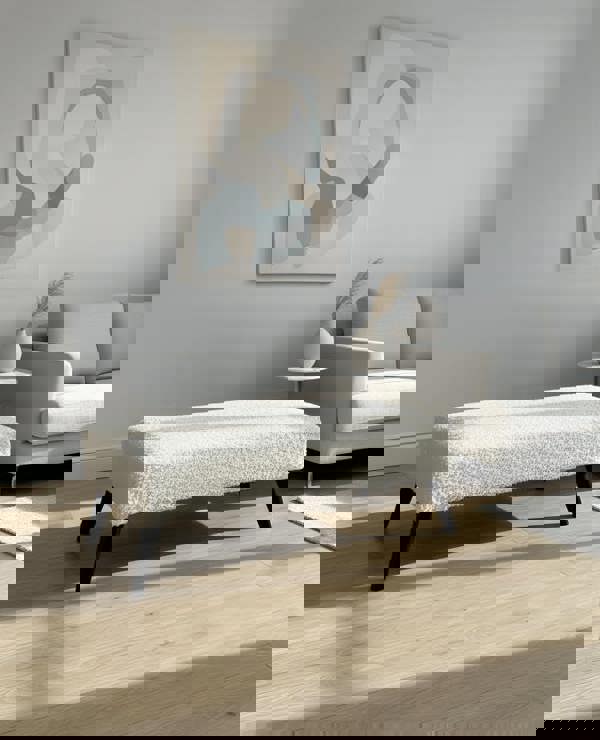 Premium teddy bear fluffy creamy white plain top footstool coffee table - ISTOOLS