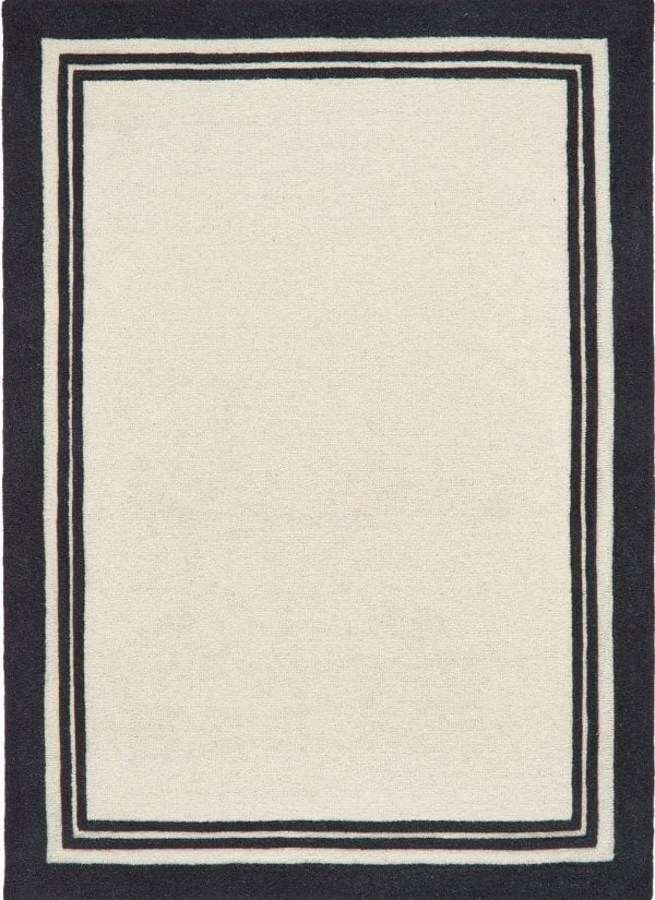 The Rugs Piper Wool Rug – Modern Black & Cream