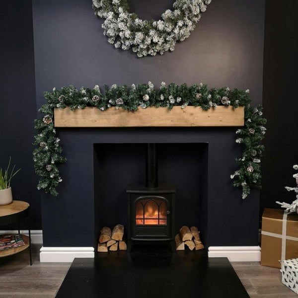 Samuel Alexander 2.7m Snow Tipped Christmas Garland with Pine Cones and Mixed Needles