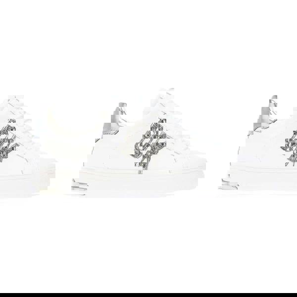 DKNY Womens/Ladies Abeni Leather Trainers - White/Silver - 