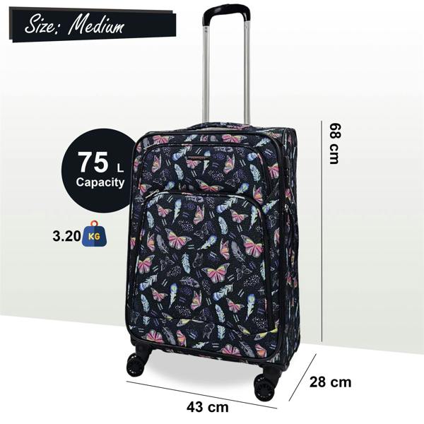 Eagle Luggage Lightweight Print Suitcases 8 Wheel Luggage Travel Soft Bags Set