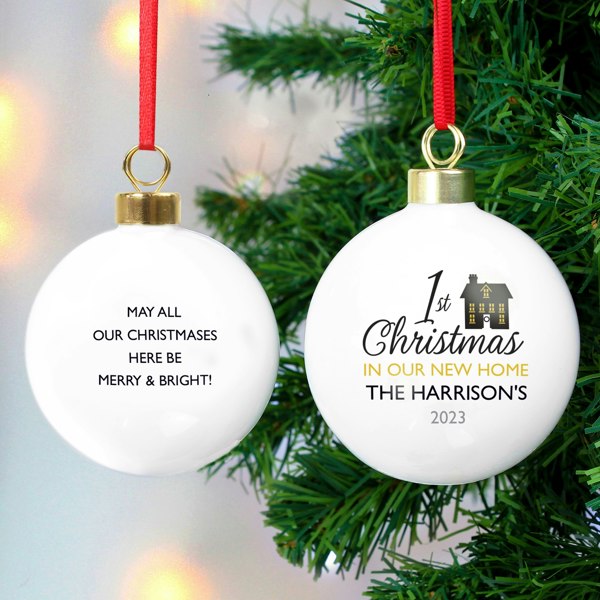 Personalised Memento Company Personalised 1st Christmas in Our New Home Bauble