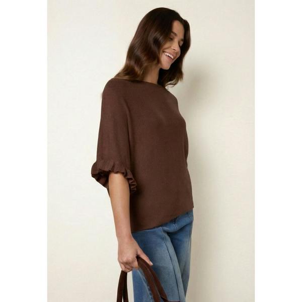 Blue Vanilla Knitted Frill Sleeve Batwing Jumper