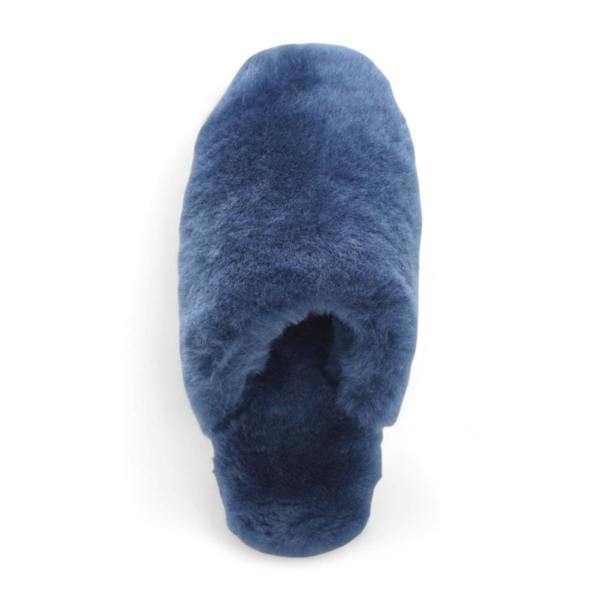 Infinity Leather Women's Sheepskin Slippers Navy Warm Winter Fur Mule - Aurora