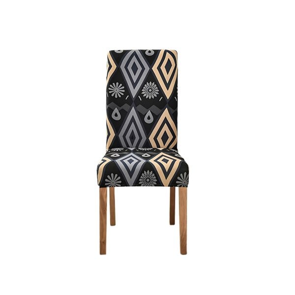 Anyhouz Anyseat Chair Cover Black Diamond Print Elastic Slipcover Dining Decor