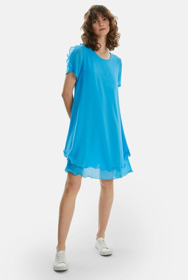 Short Sleeve Wave Hem Dress Turquoise - James Lakeland